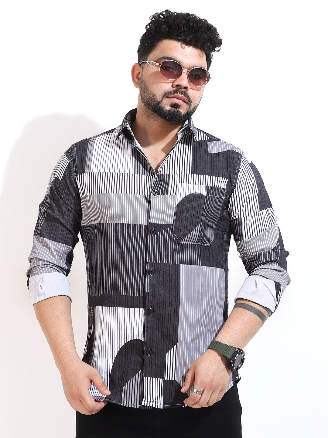 Striped Spread Collar Casual Multicolor Shirt