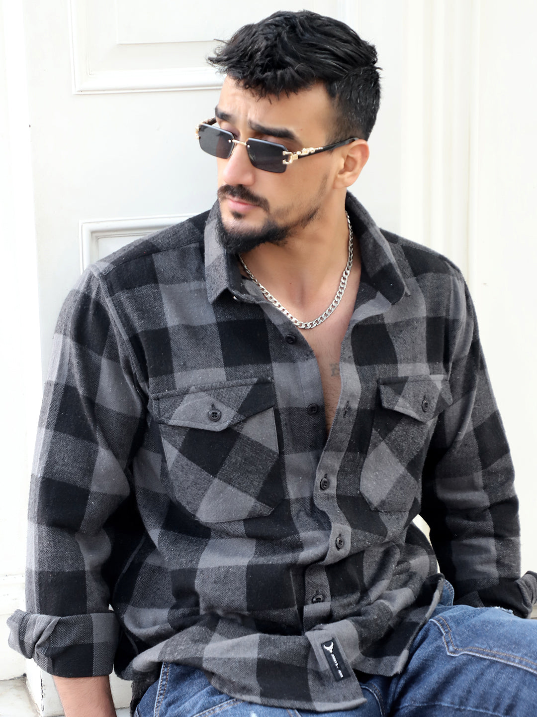 Greylock Black Check Full Sleeve Shirt