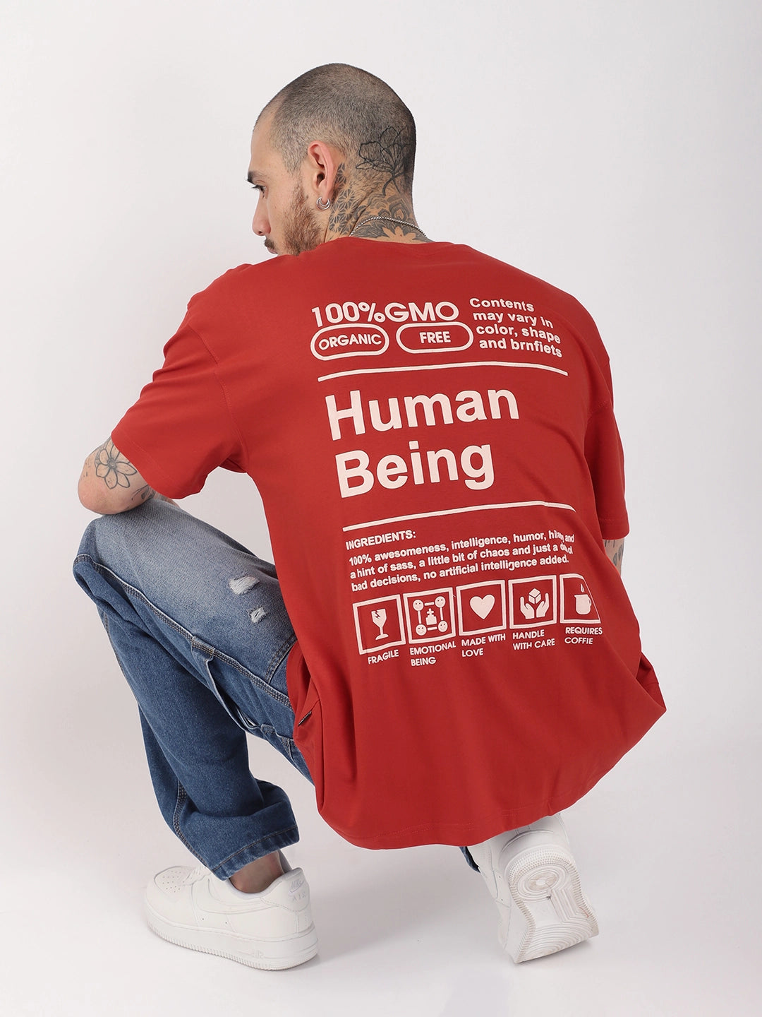 Human Being Oversized Red T-Shirt