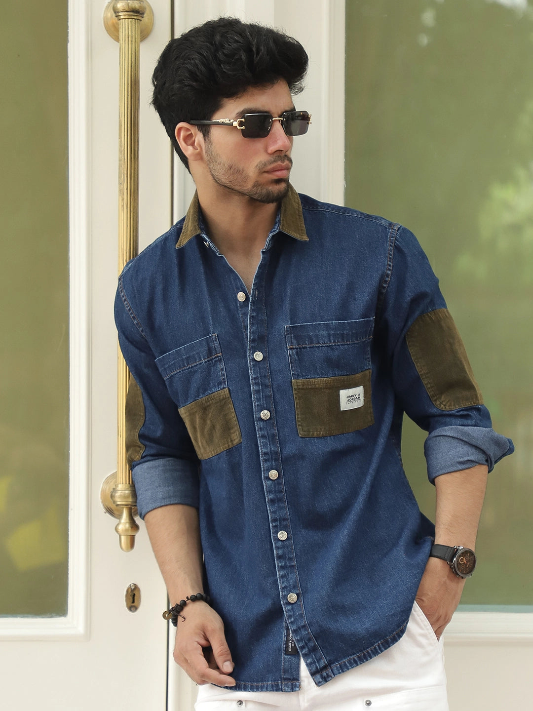 Fade Fit Egyptian Blue Washed Corduroy Denim Shirt