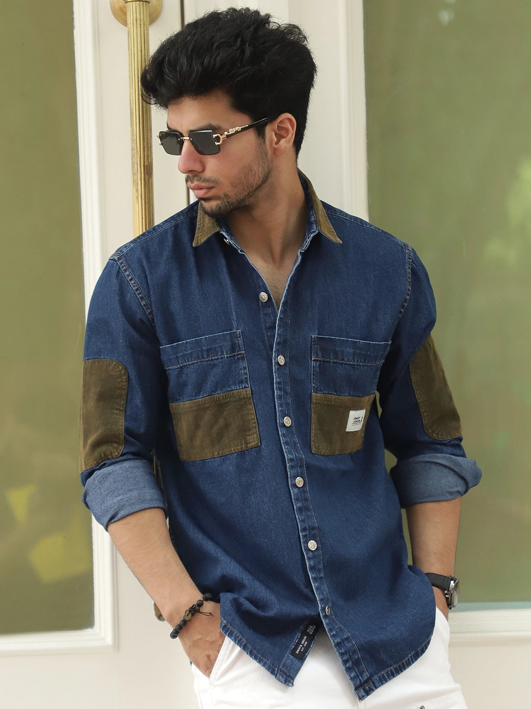 Fade Fit Egyptian Blue Washed Corduroy Denim Shirt