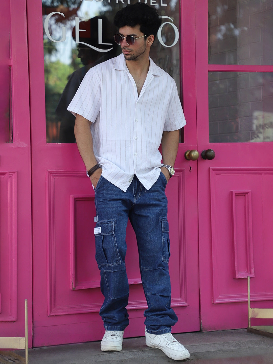 Celshade Blue Baggy Fit Denim Cargo