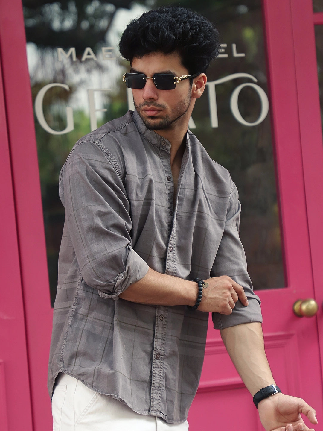 Ink Nest Ash Grey Cotton Shirts