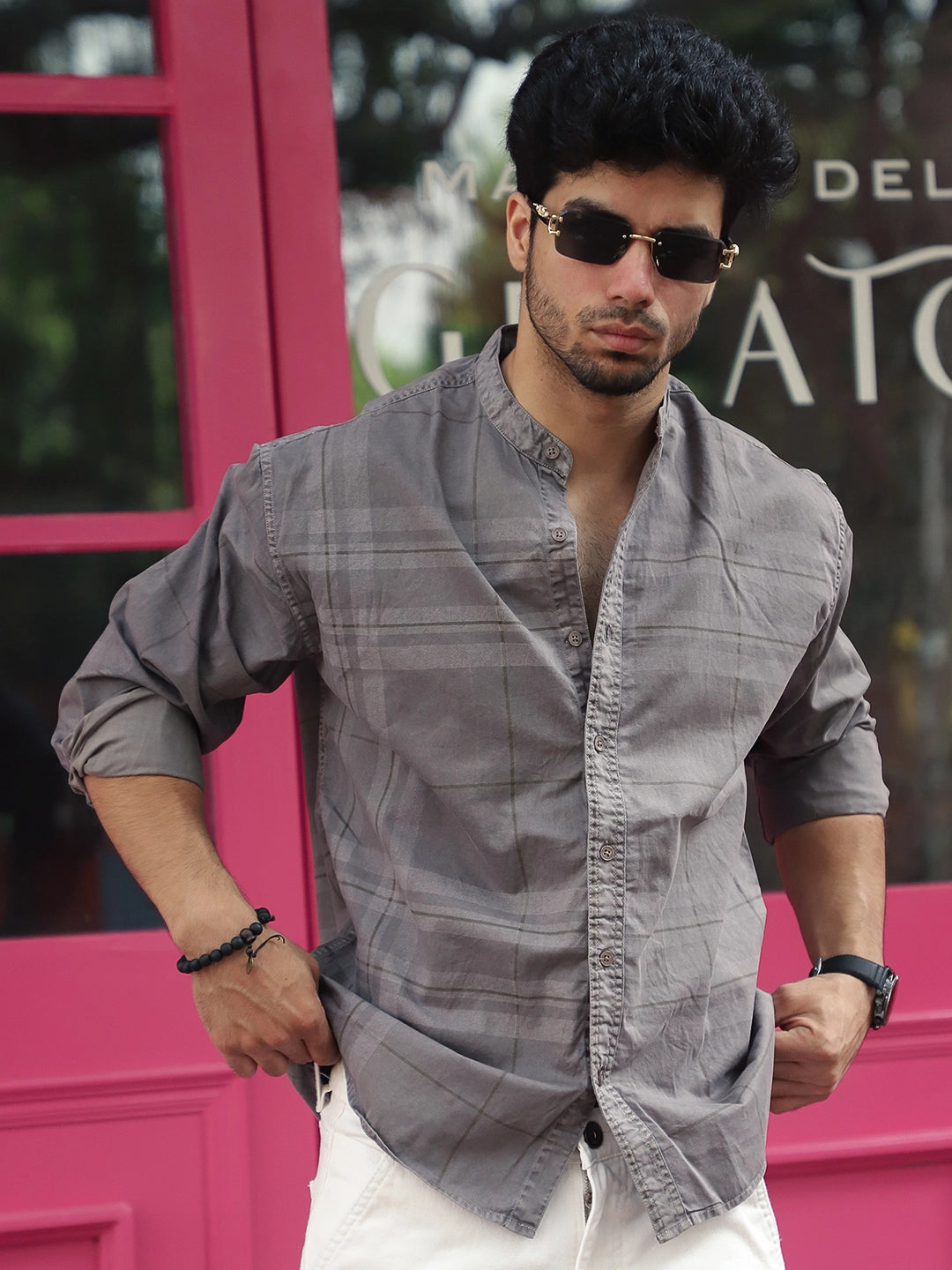 Ink Nest Ash Grey Cotton Shirts