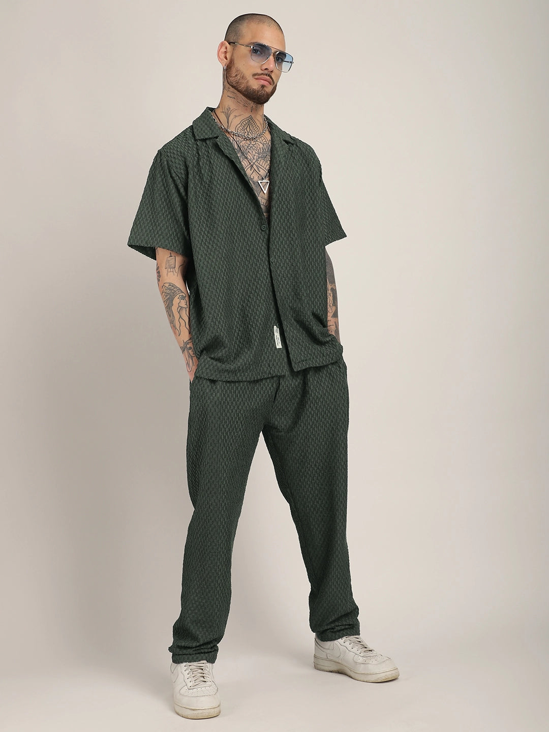 Zharvis Ringer Dark Green Co-Ord Set