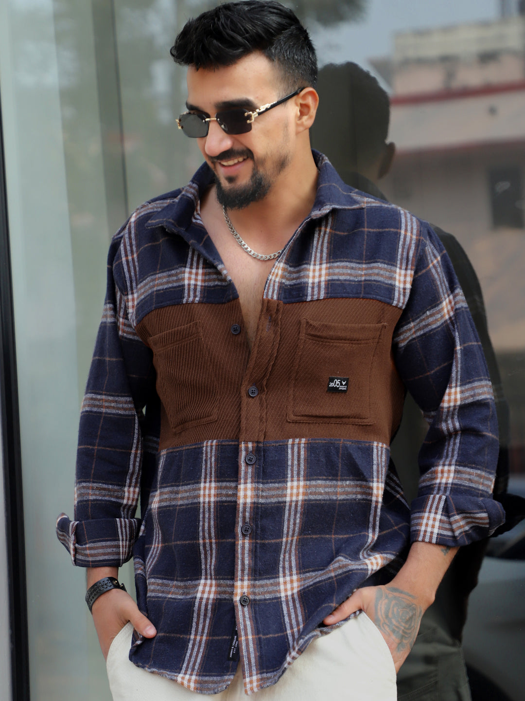 Thunderbird Aegean Blue Check Full Sleeve Shirt