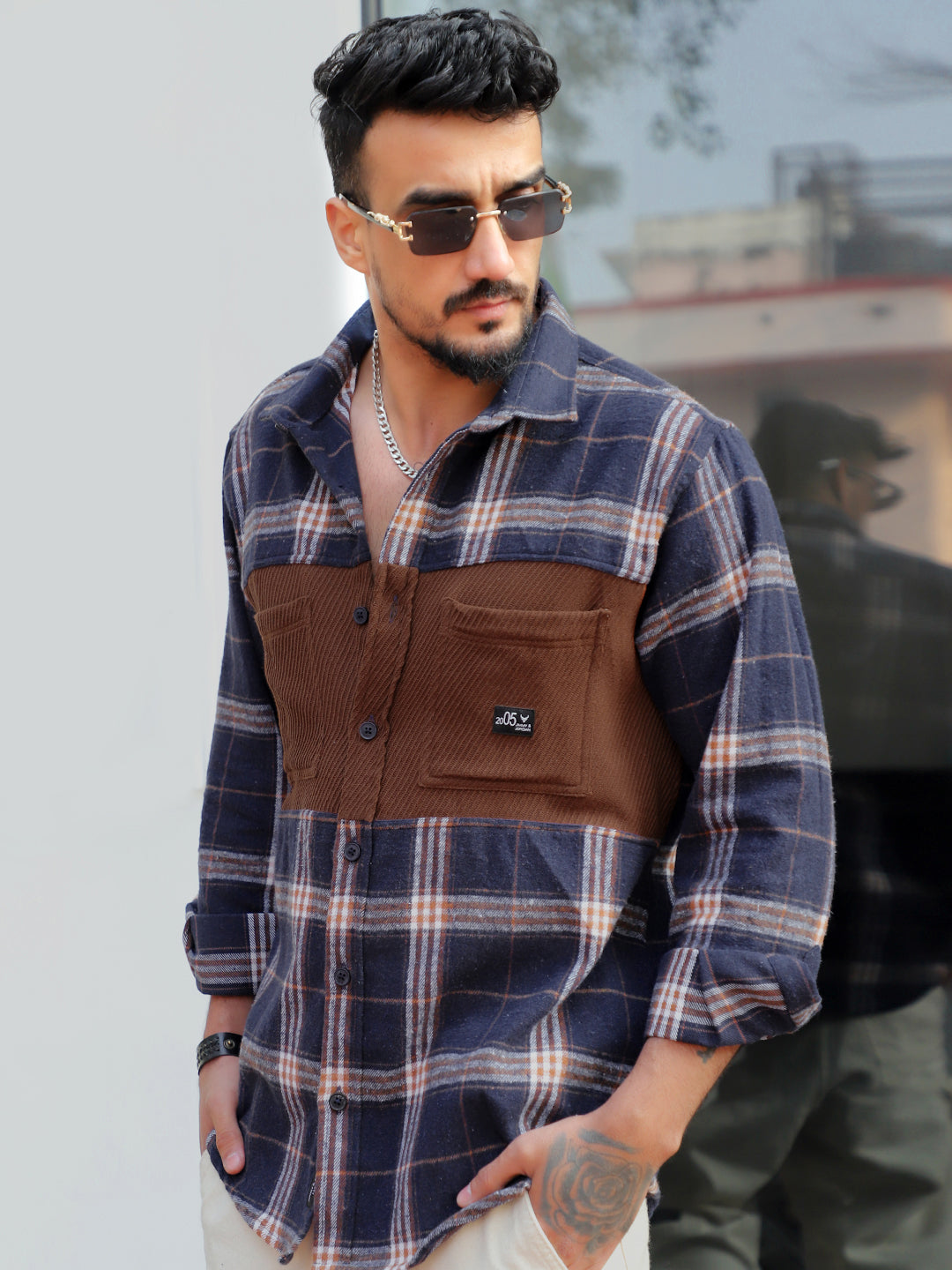 Thunderbird Aegean Blue Check Full Sleeve Shirt