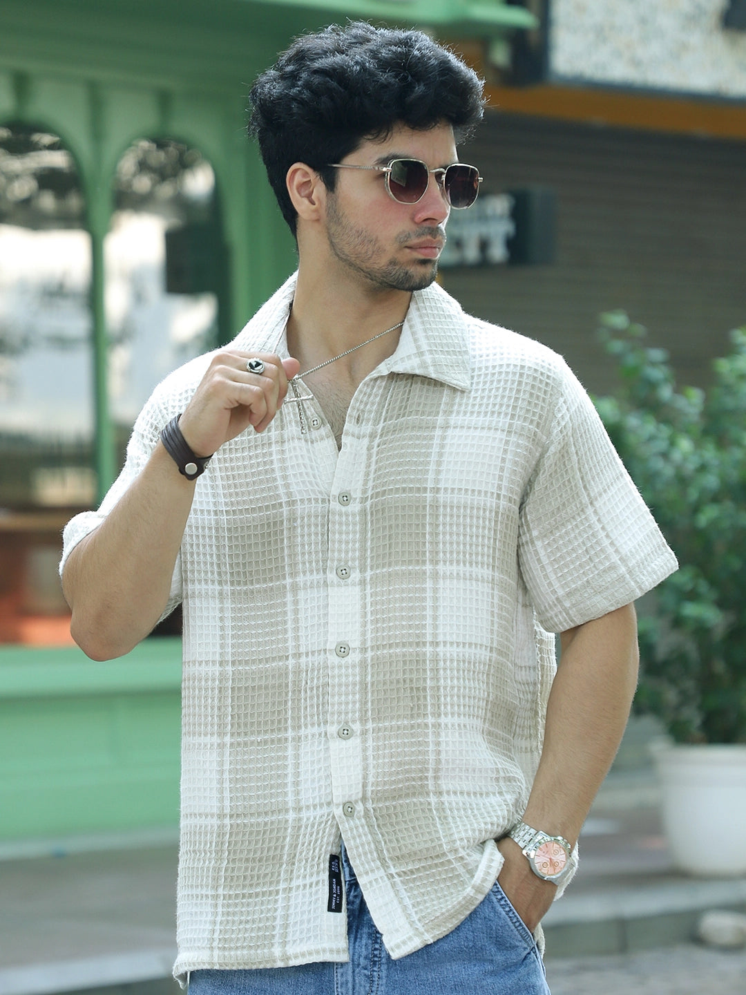 Cedar Flow Mint Green Checked Shirt