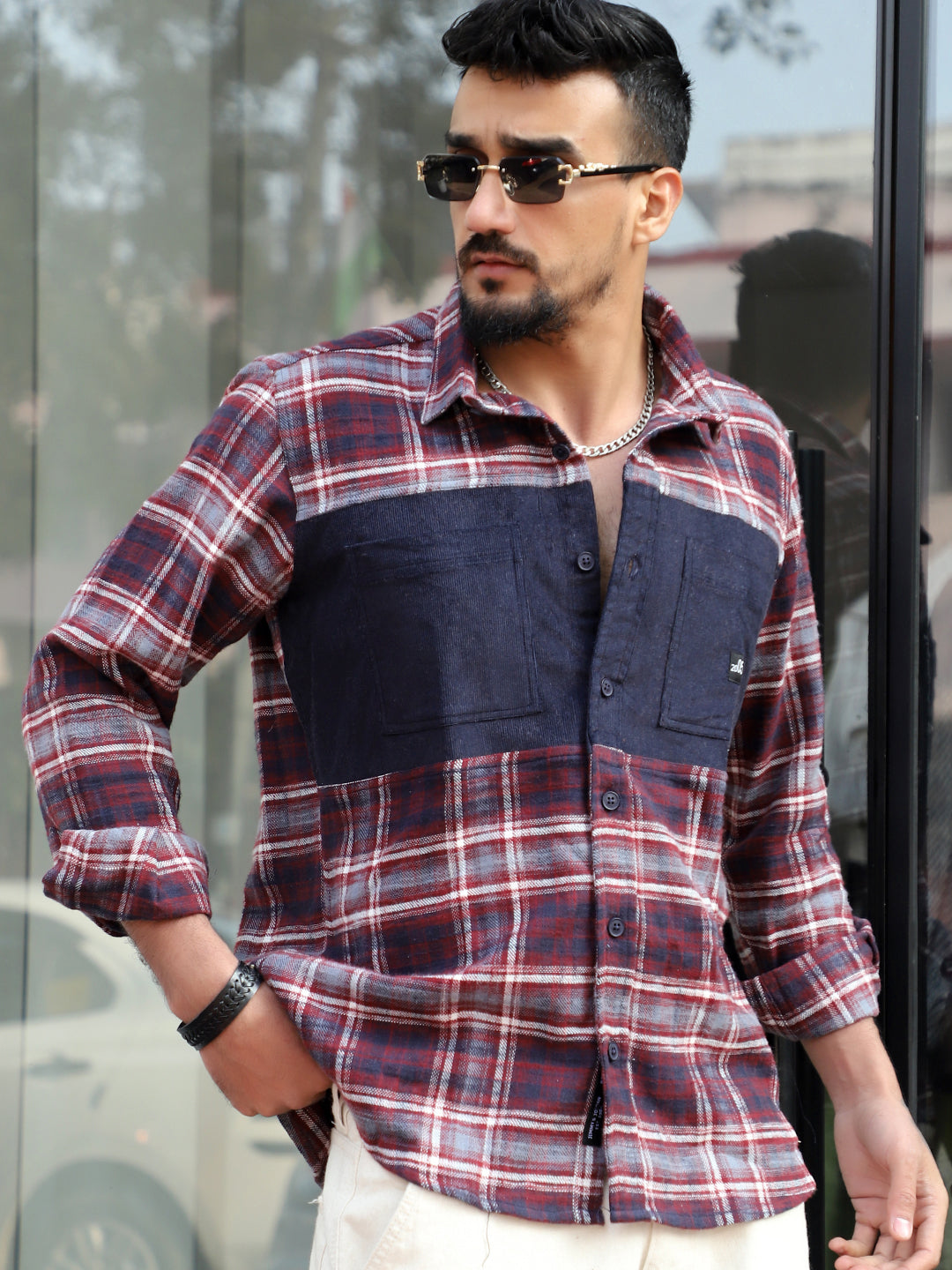 Thunderbird Maroon Check Full Sleeve Shirt