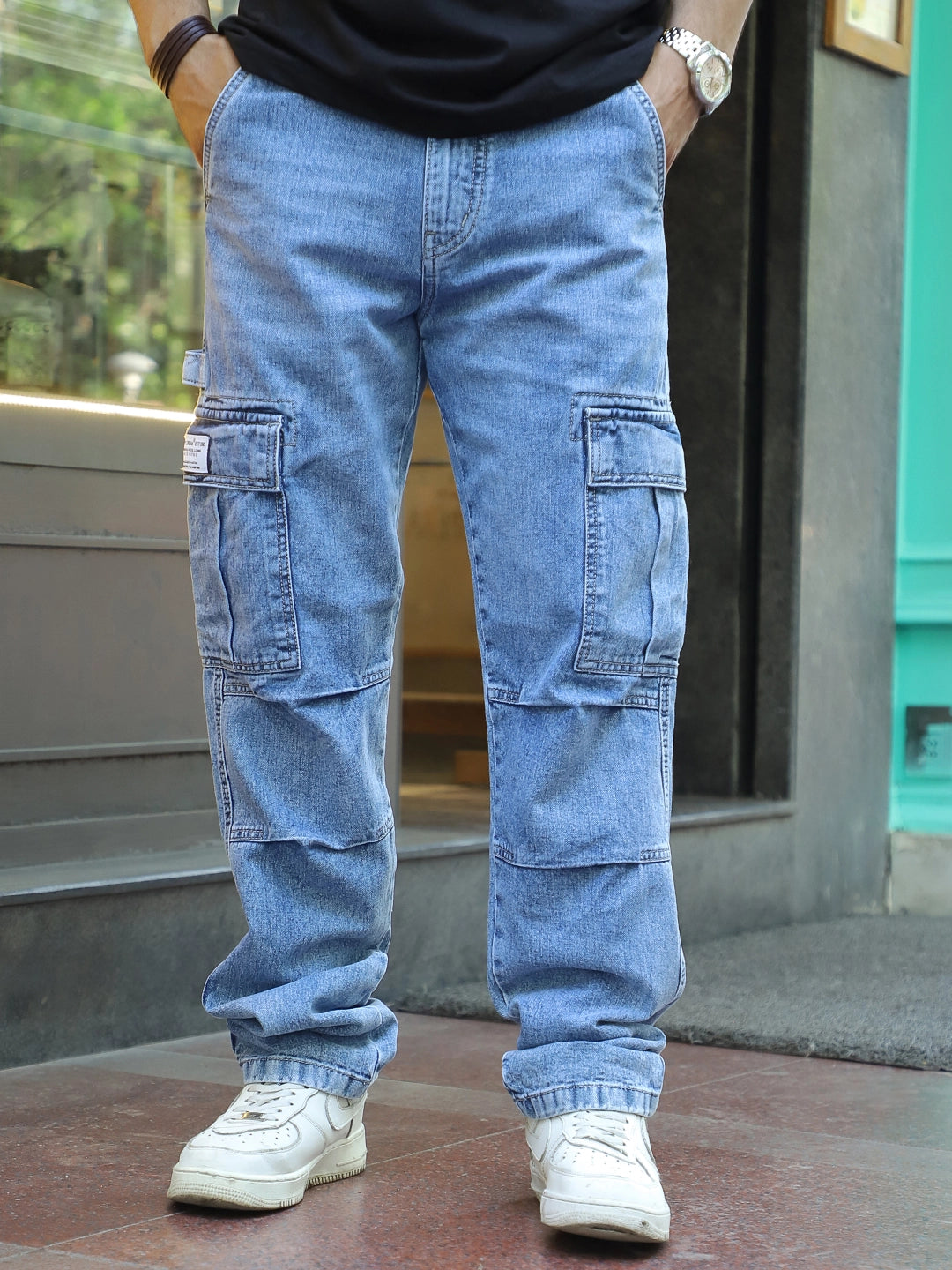 Celshade Light Blue Baggy Fit Denim Cargo