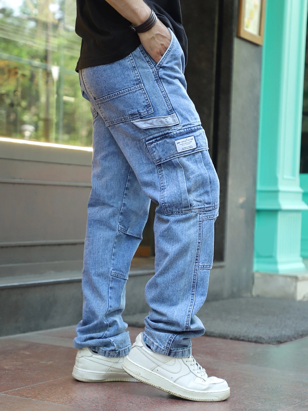Celshade Light Blue Baggy Fit Denim Cargo