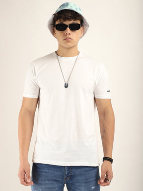 White Cotton Slim Fit T-Shirt