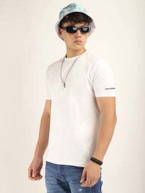 White Cotton Slim Fit T-Shirt