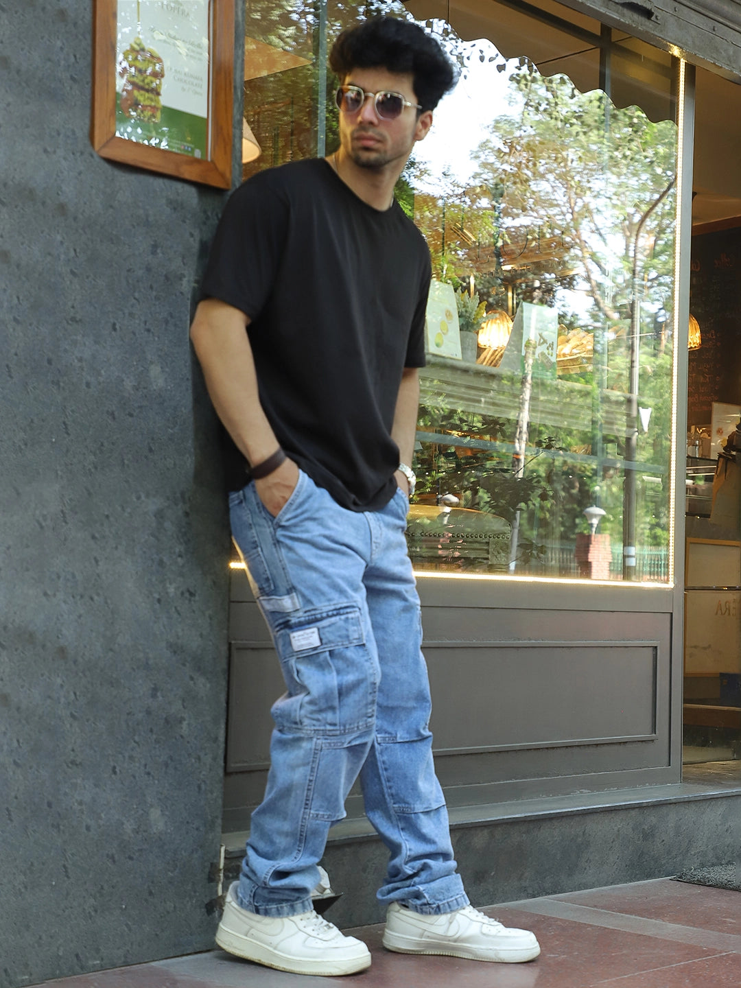 Celshade Light Blue Baggy Fit Denim Cargo
