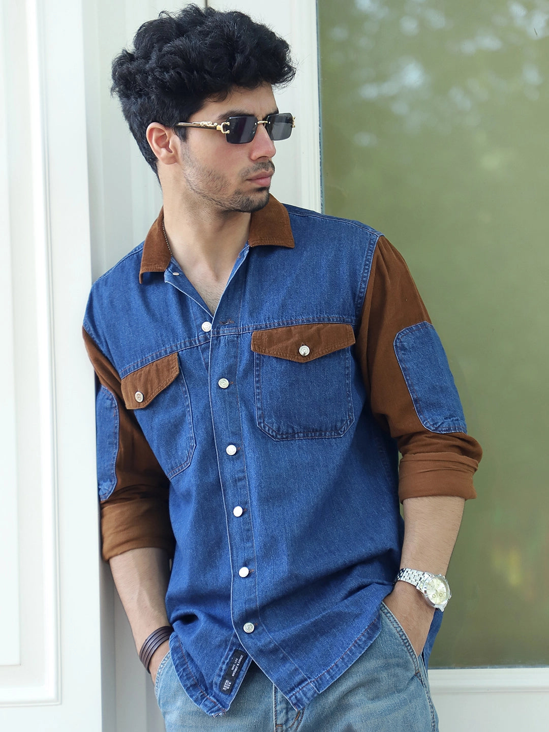 Luxe Fit Blend Blue Washed Denim Shirt 22