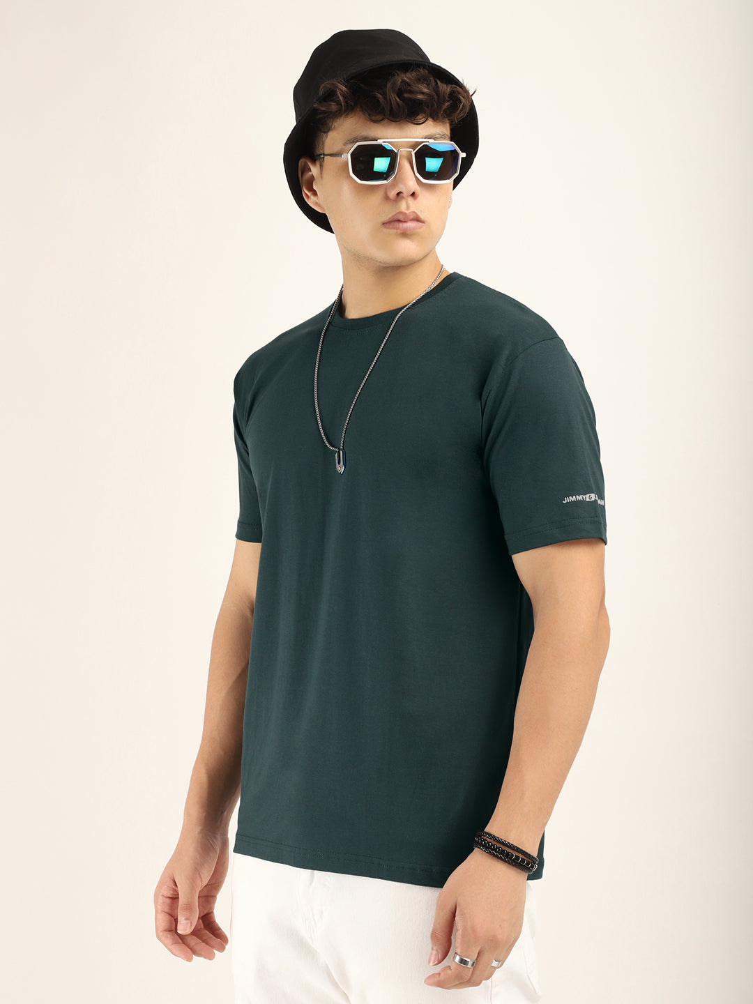 Green Cotton Slim Fit T-Shirt