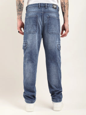 Fighter Light Blue Baggy Fit Denim Cargo