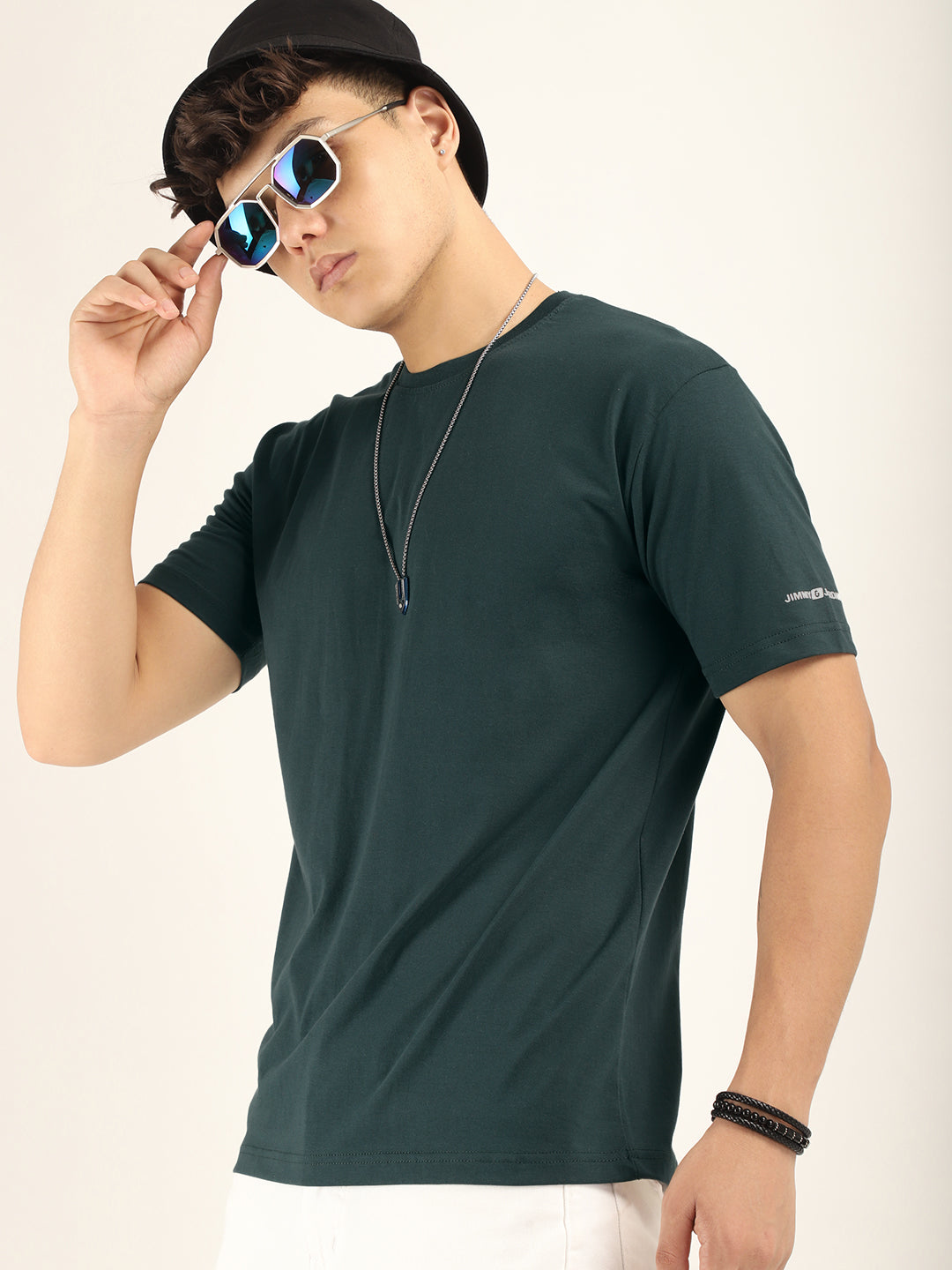 Green Cotton Slim Fit T-Shirt