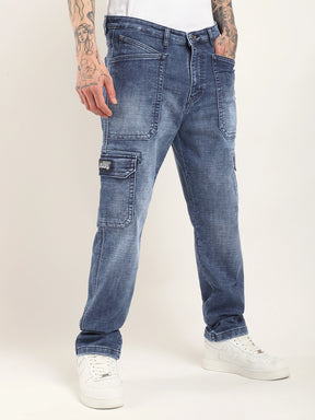 Fighter Light Blue Baggy Fit Denim Cargo