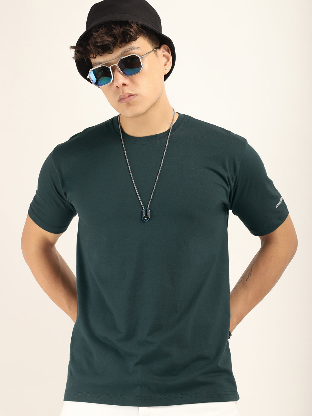 Green Cotton Slim Fit T-Shirt