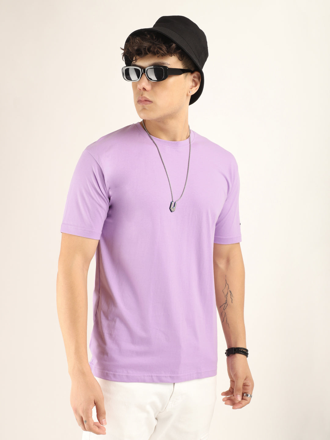 Lavender Cotton Slim Fit T-Shirt