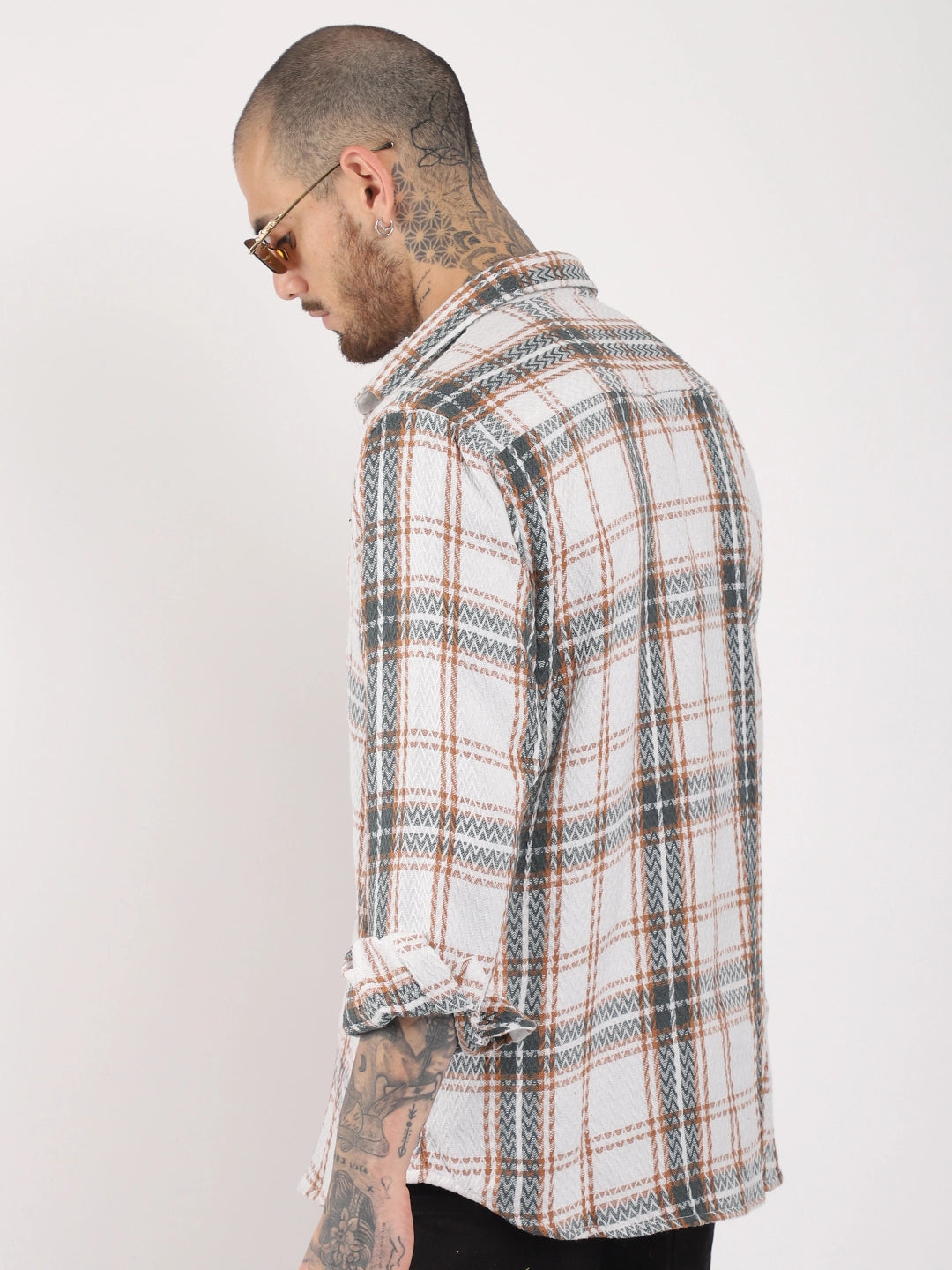 Haring Born Check Grey & Off White Full Sleeve Shirt