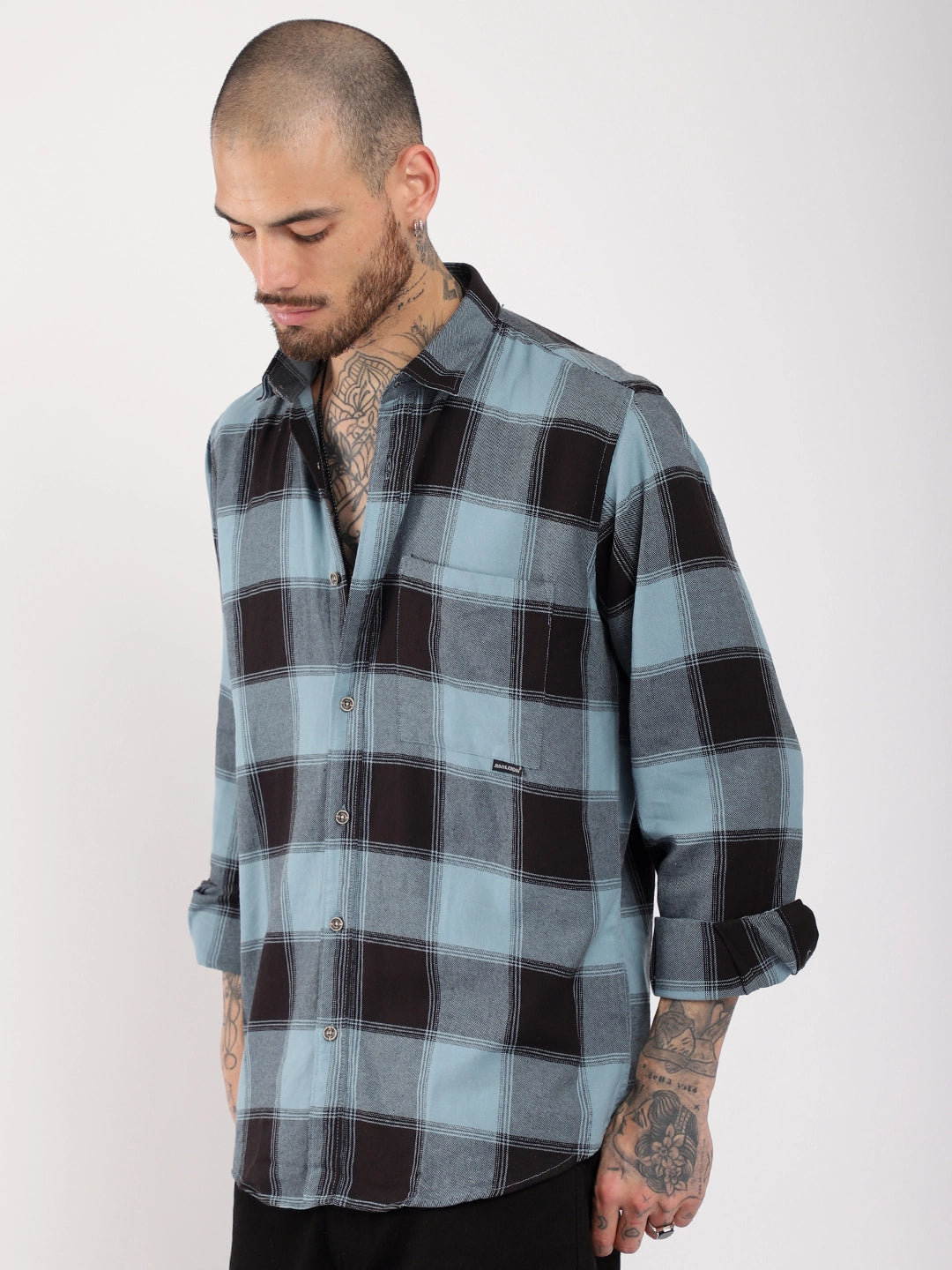 Checked Slate Full Sleeve Shirt