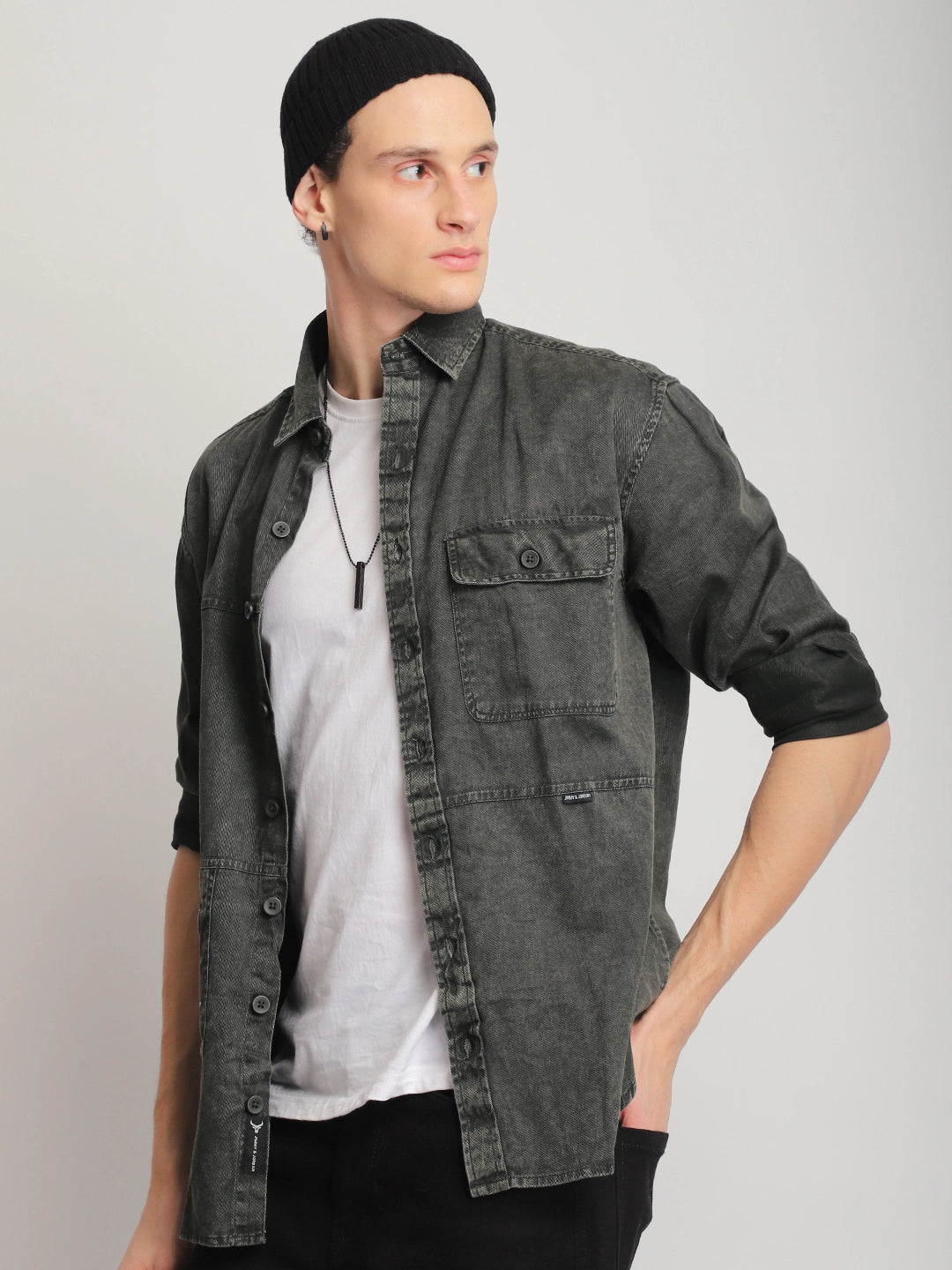 Urban Ivy Sulphur Dark Green Denim Shirt