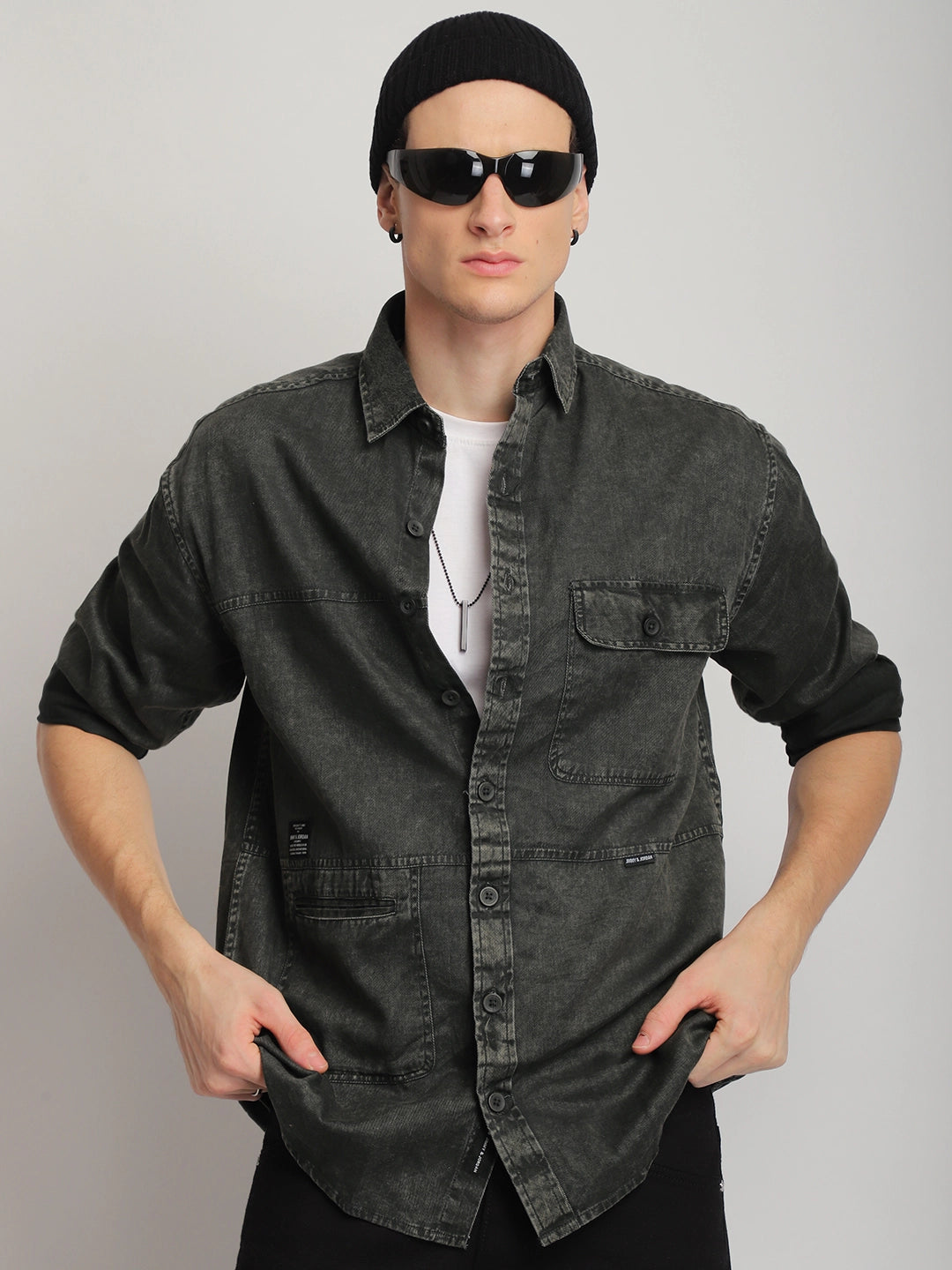 Urban Ivy Sulphur Dark Green Denim Shirt