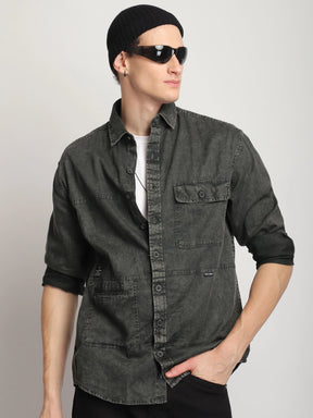 Urban Ivy Sulphur Dark Green Denim Shirt