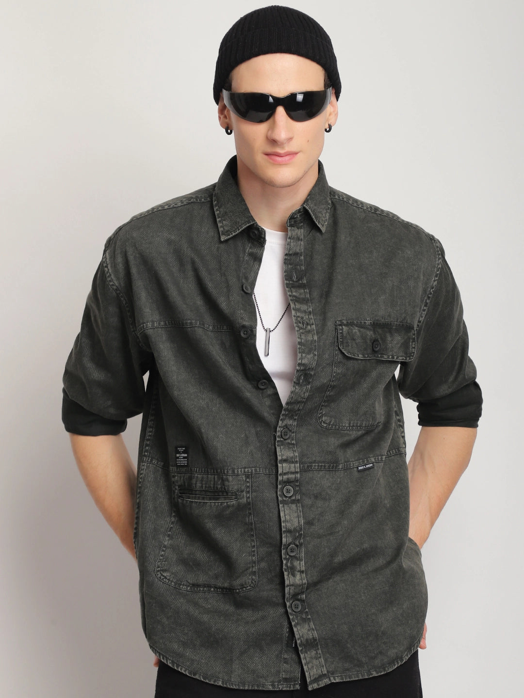 Urban Ivy Sulphur Dark Green Denim Shirt