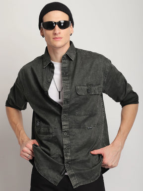 Urban Ivy Sulphur Dark Green Denim Shirt