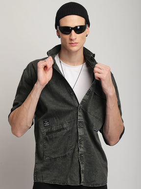 Urban Ivy Sulphur Dark Green Denim Shirt