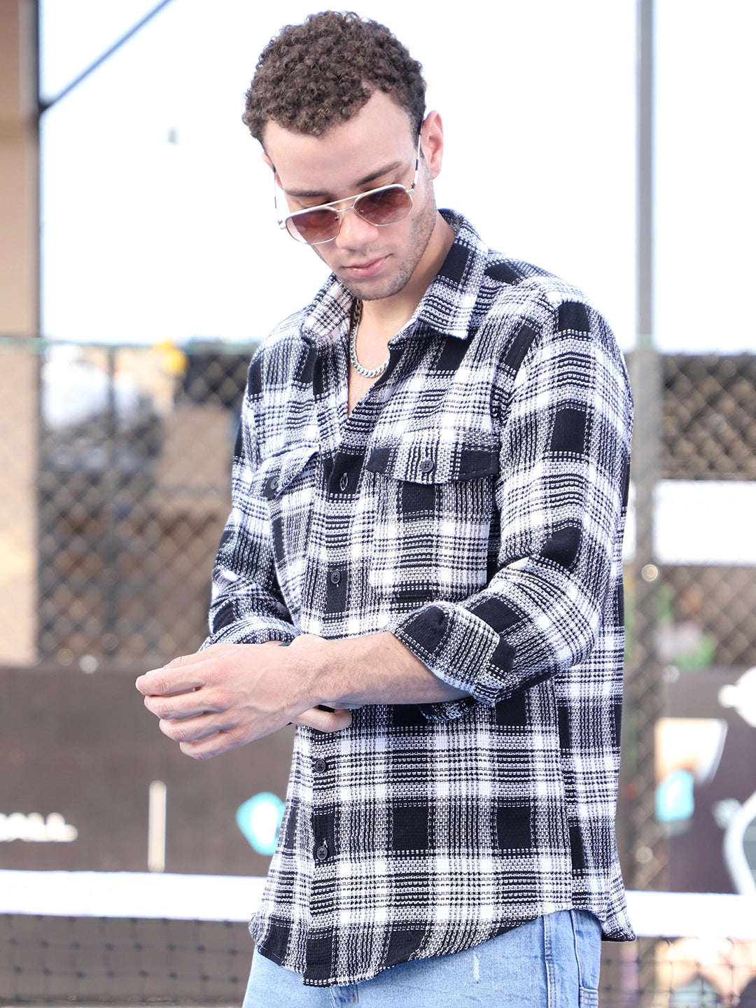 Chrome Fever Black Check Full Sleeve Shirt