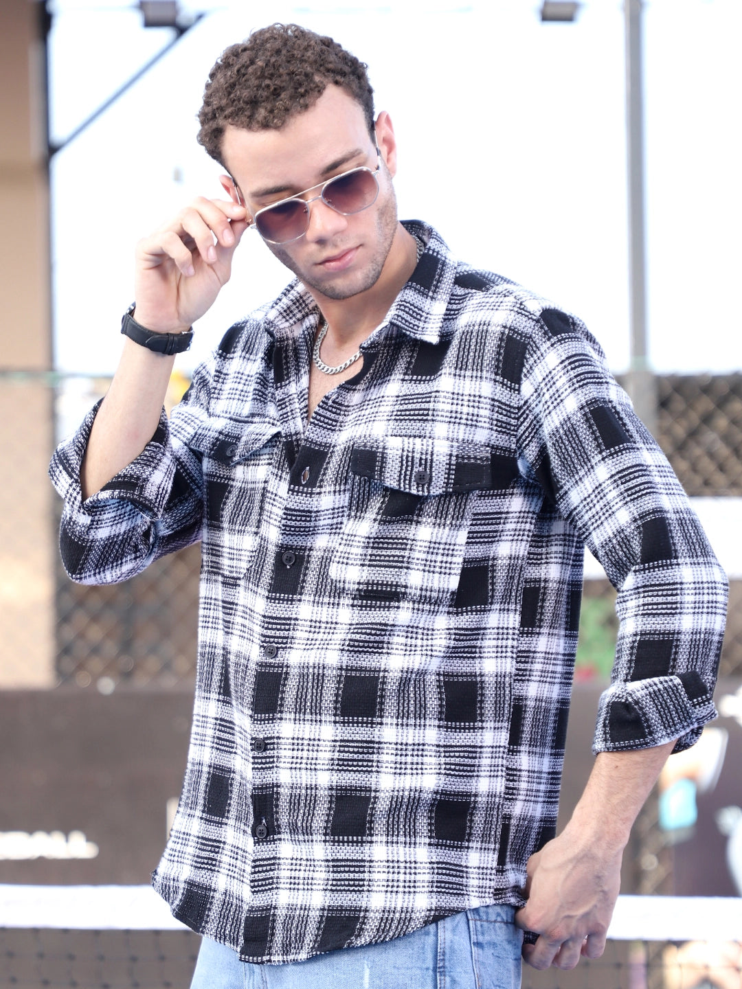 Chrome Fever Black Check Full Sleeve Shirt