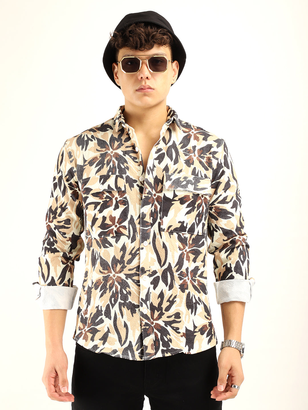 Bubble Tree Print Beige Shirt