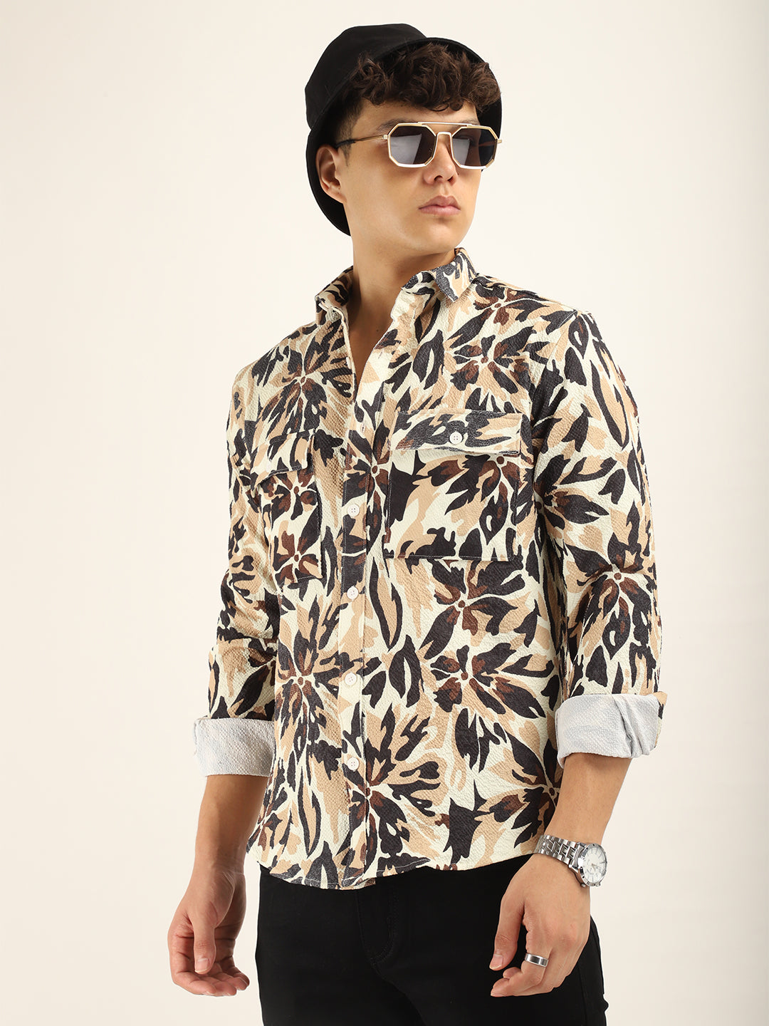 Bubble Tree Print Beige Shirt