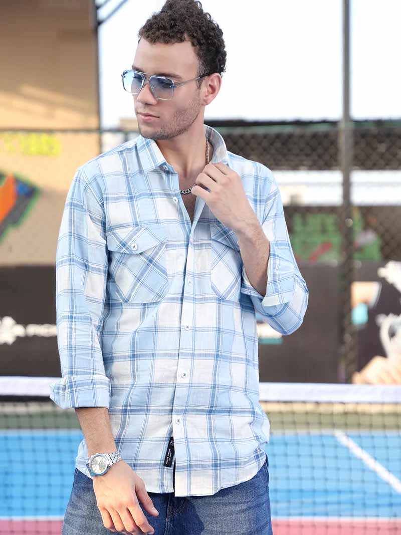 Pineflare Blue Check Full Sleeve Shirt