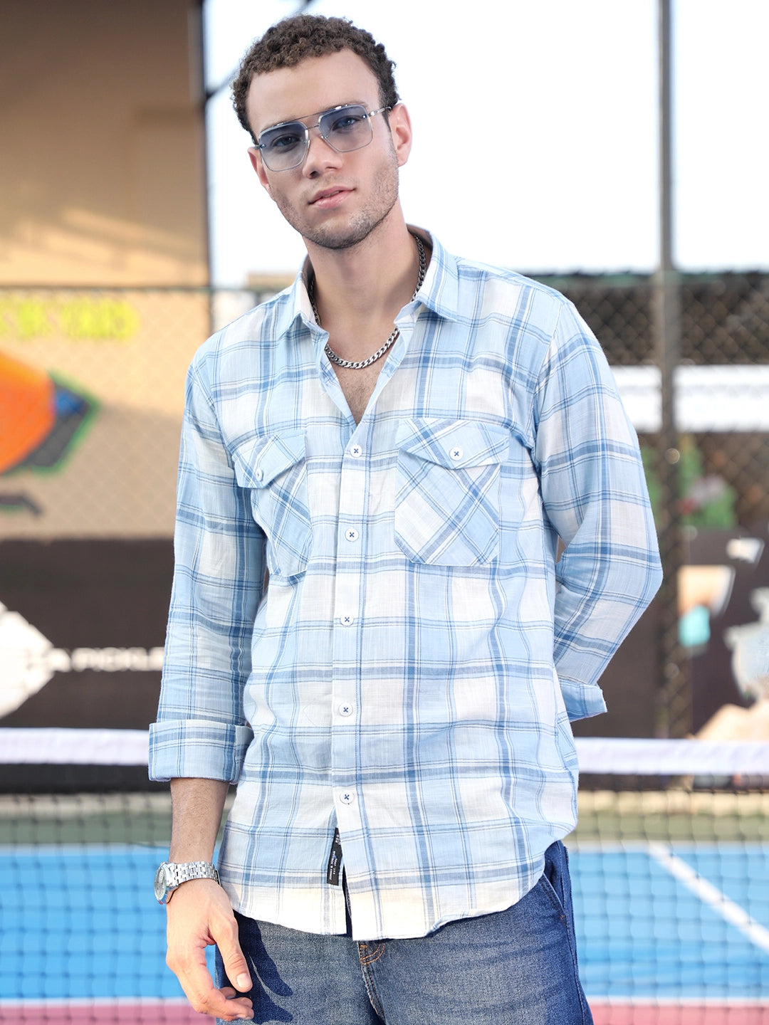 Pineflare Blue Check Full Sleeve Shirt