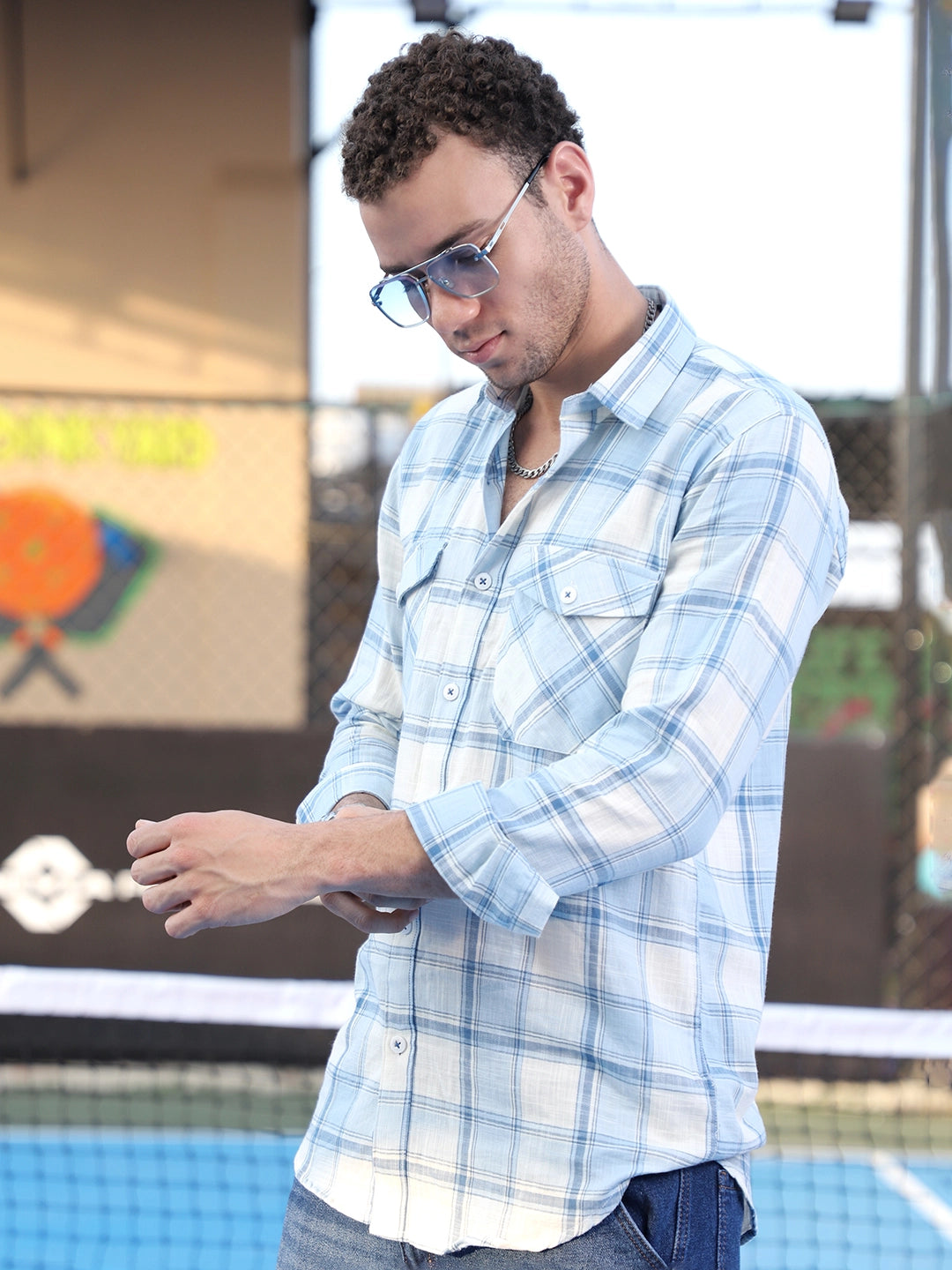 Pineflare Blue Check Full Sleeve Shirt