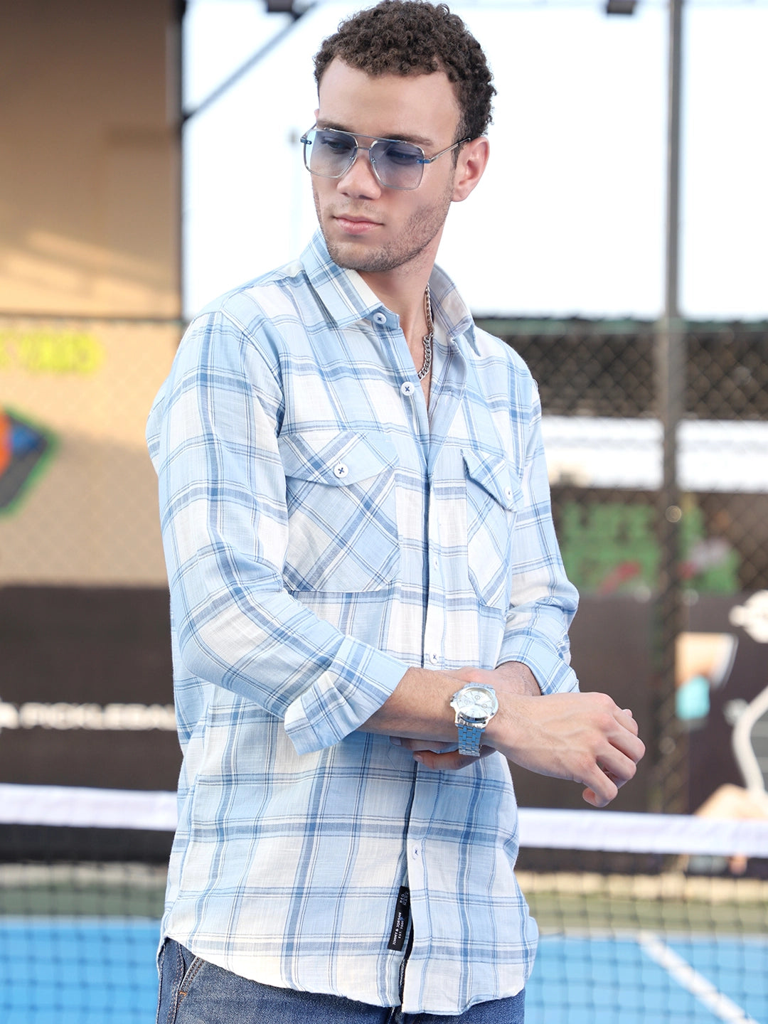 Pineflare Blue Check Full Sleeve Shirt