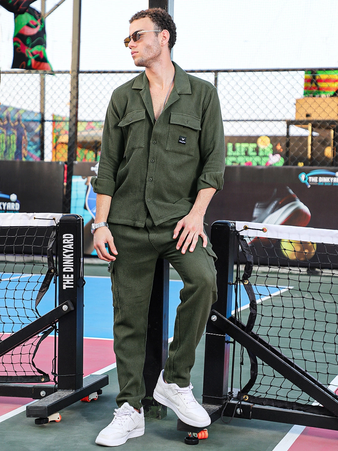 Vanta Olive Green Cotrise Co Ord Set