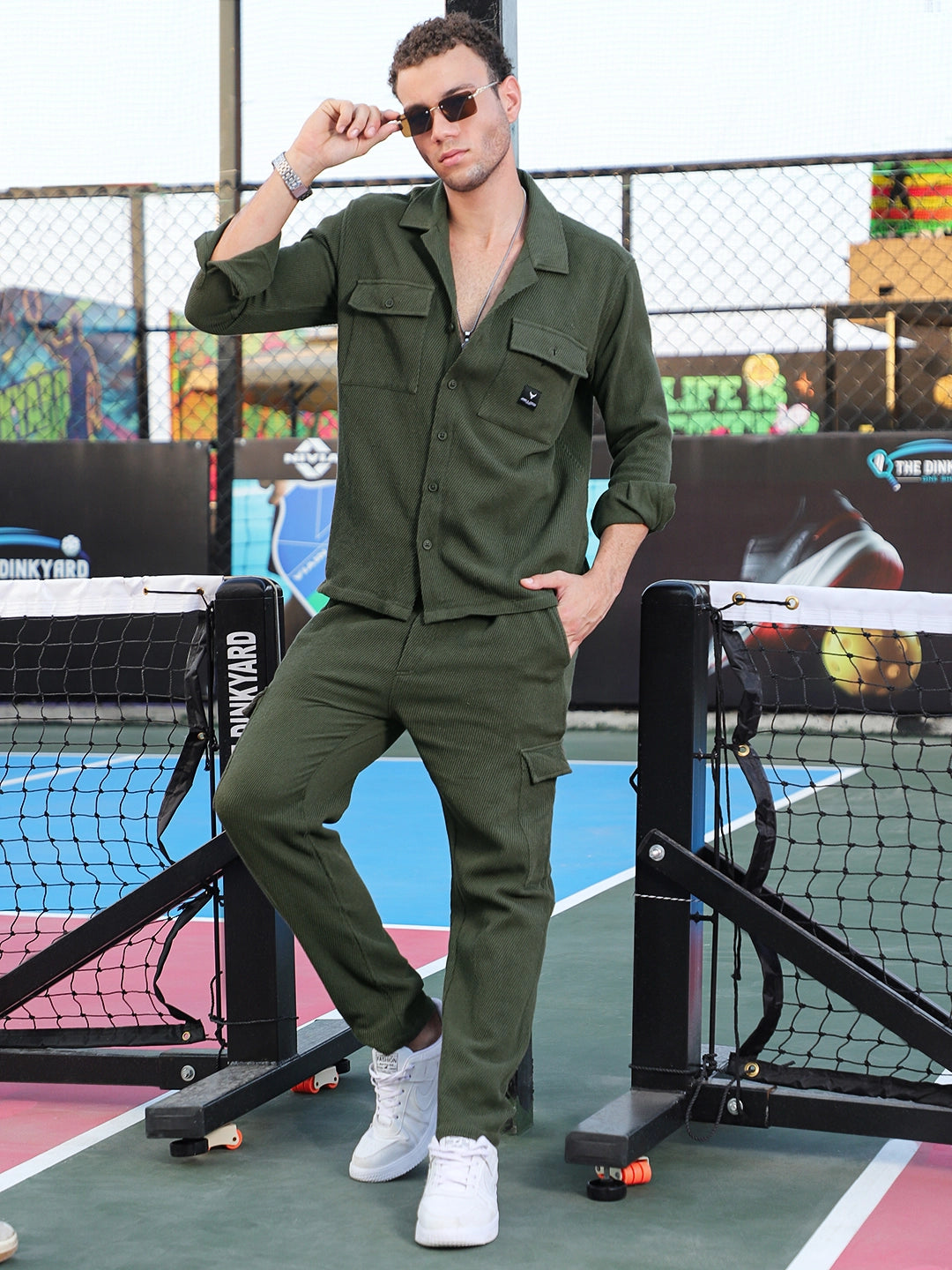 Vanta Olive Green Cotrise Co Ord Set