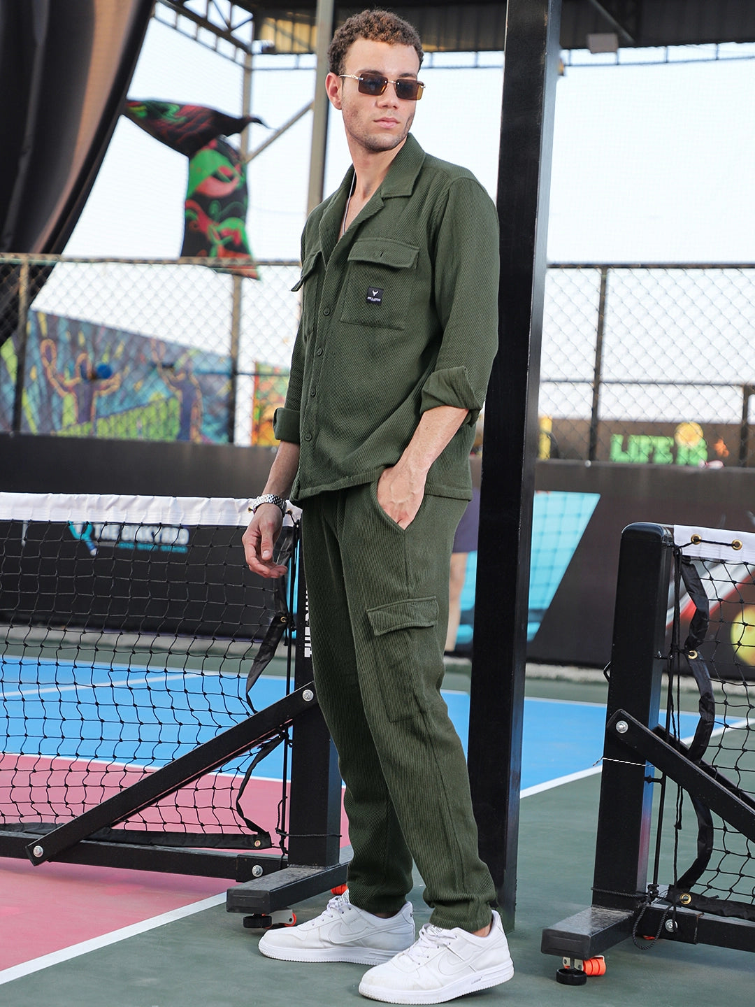 Vanta Olive Green Cotrise Co Ord Set