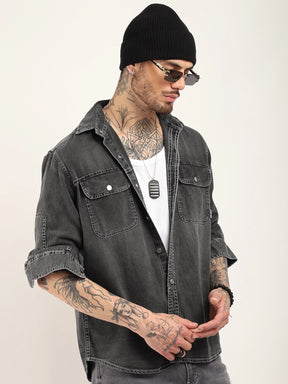 Cuban Charcoal Denim Shirt