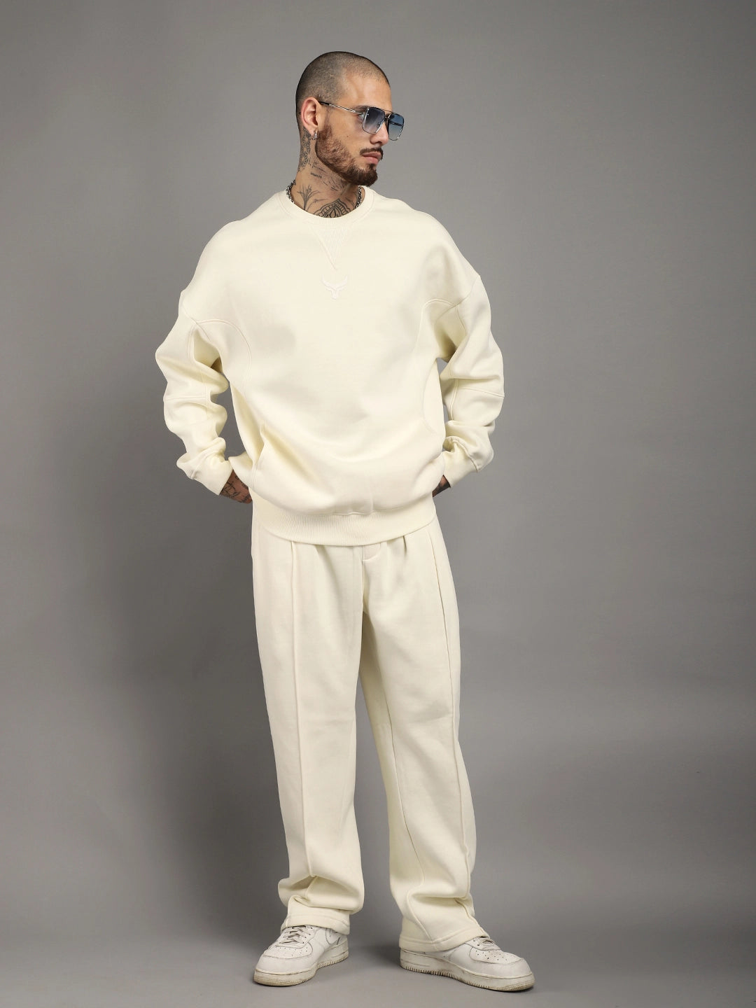 White Fleece Tracksuit Men