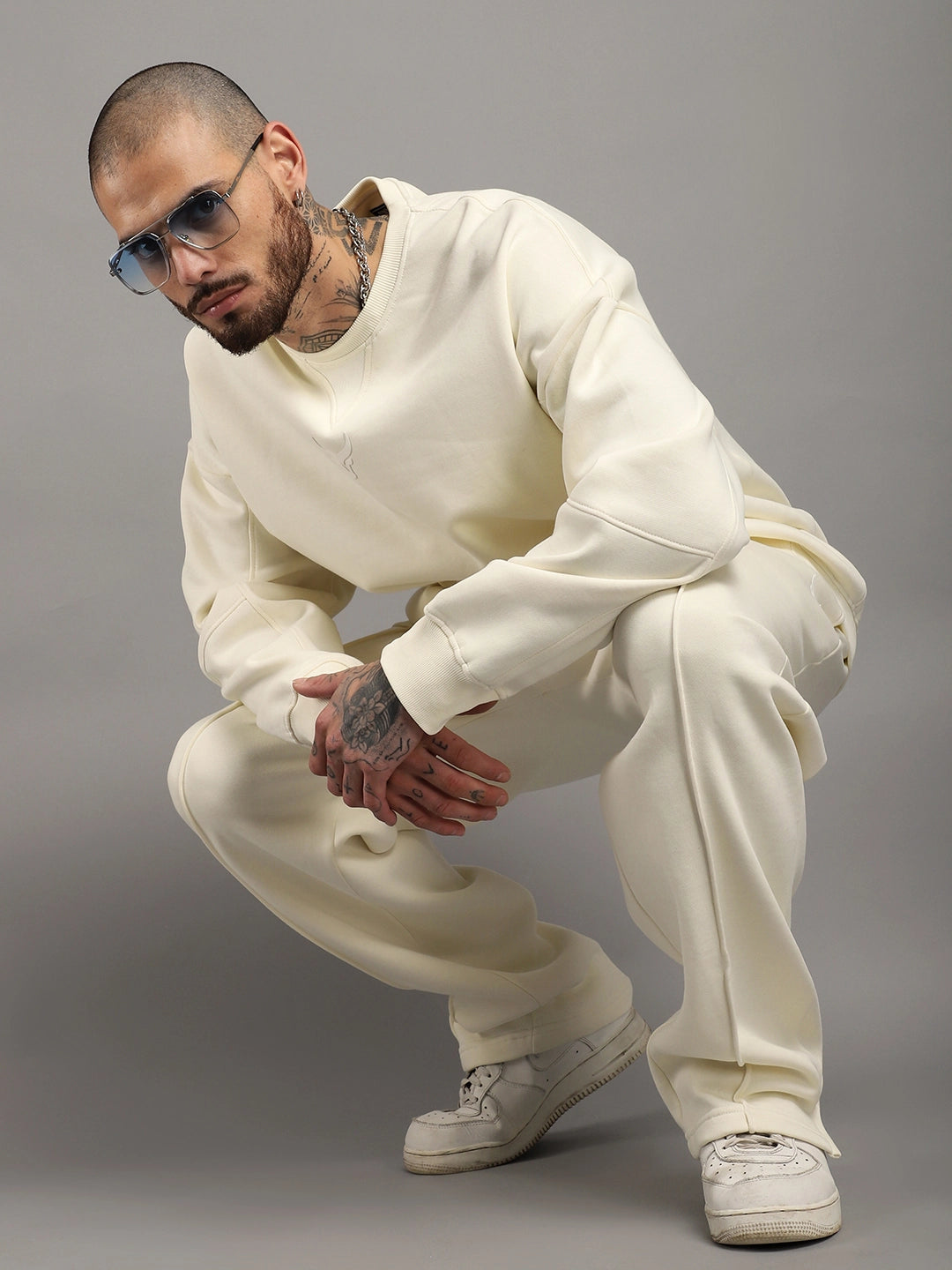 White Fleece Tracksuit Men