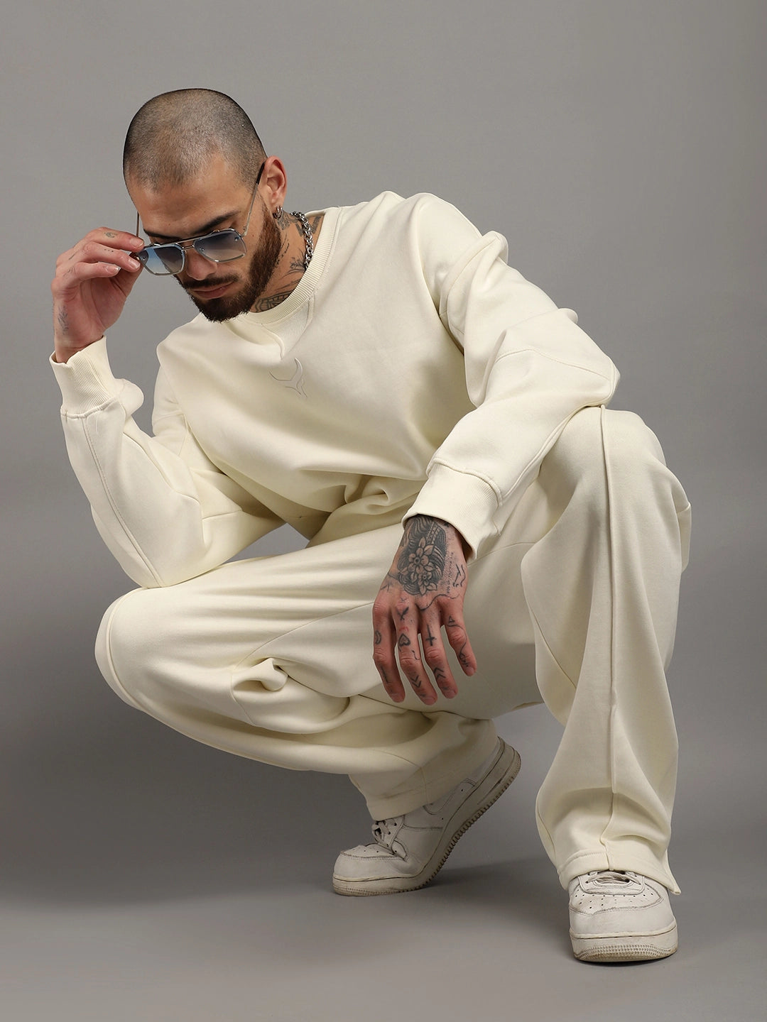 White Fleece Tracksuit Men