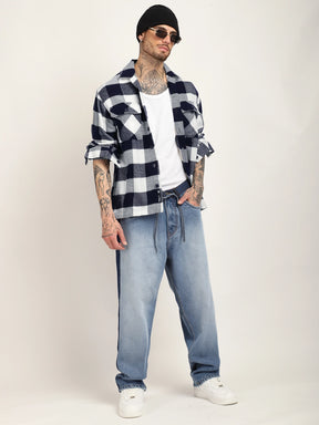 Divine Flannel Navy Checked Full Sleeve Shirt