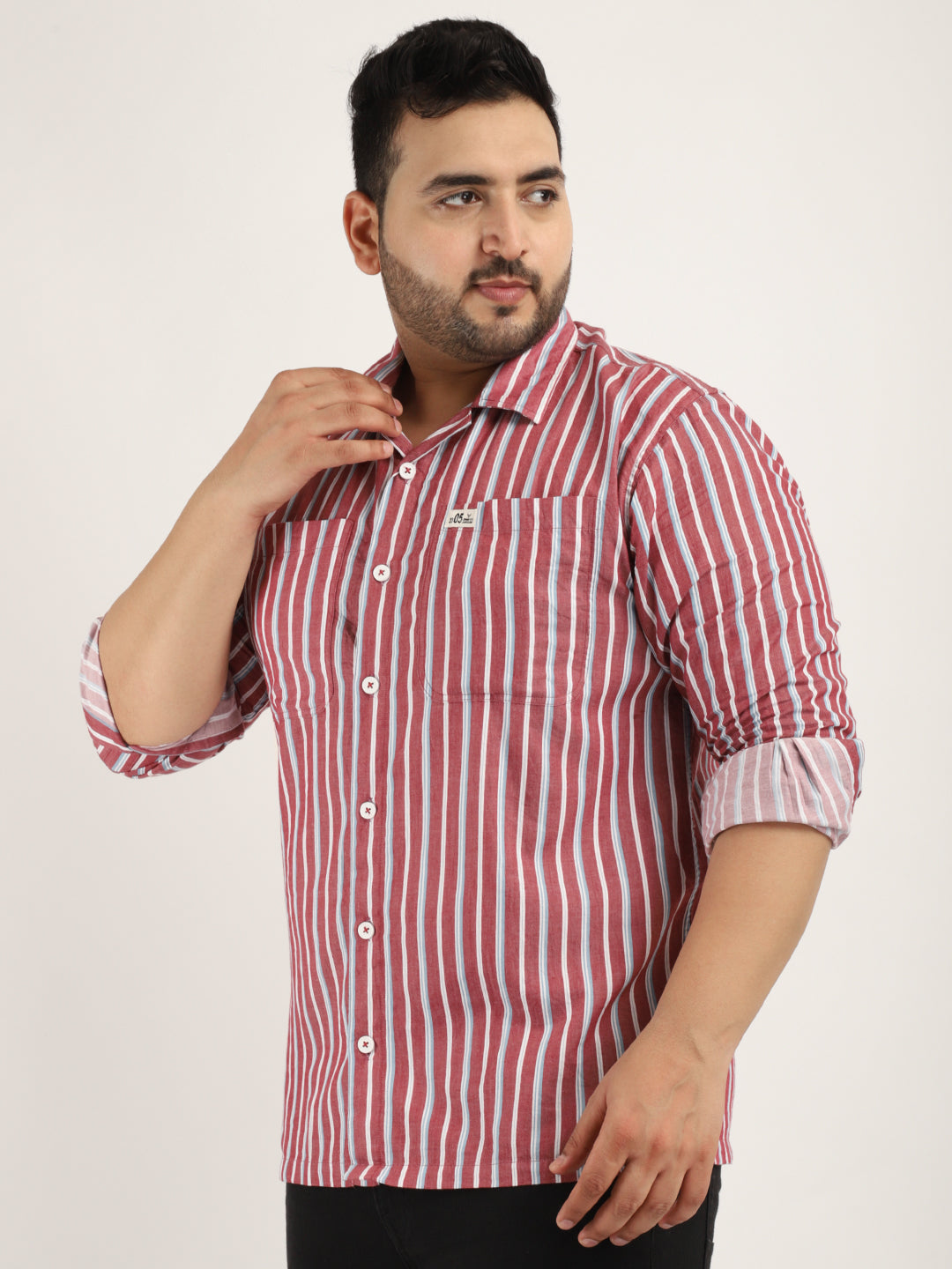 Allesia Wine Plus Size Stripe Shirt